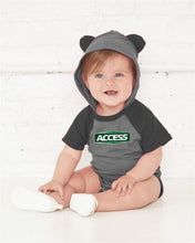 Load image into Gallery viewer, Fine Jersey Infant Short Sleeve Raglan Bodysuit with Hood &amp; Ears- 4417